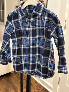 OshKosh B'gosh Blue and White Plaid Button-Down Shirt